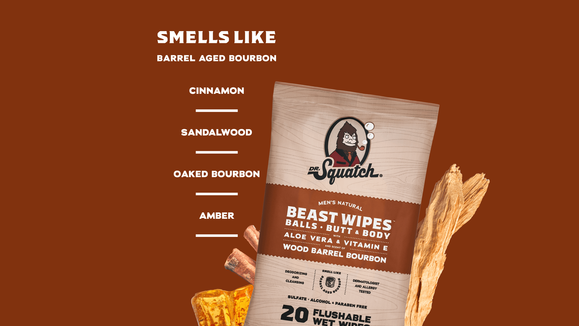 Wood Barrel Bourbon Wipes - Clean Body Fresh Mind