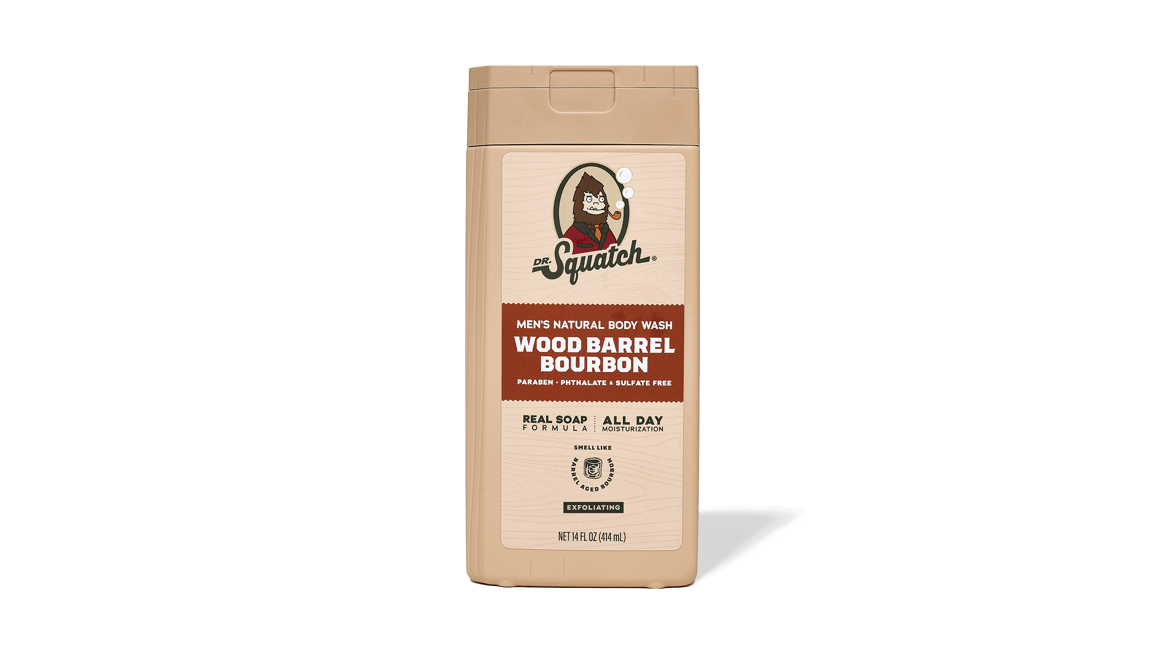 14 oz Wood Barrel Bourbon Exfoliating Body Wash - Fresh Soap for Men